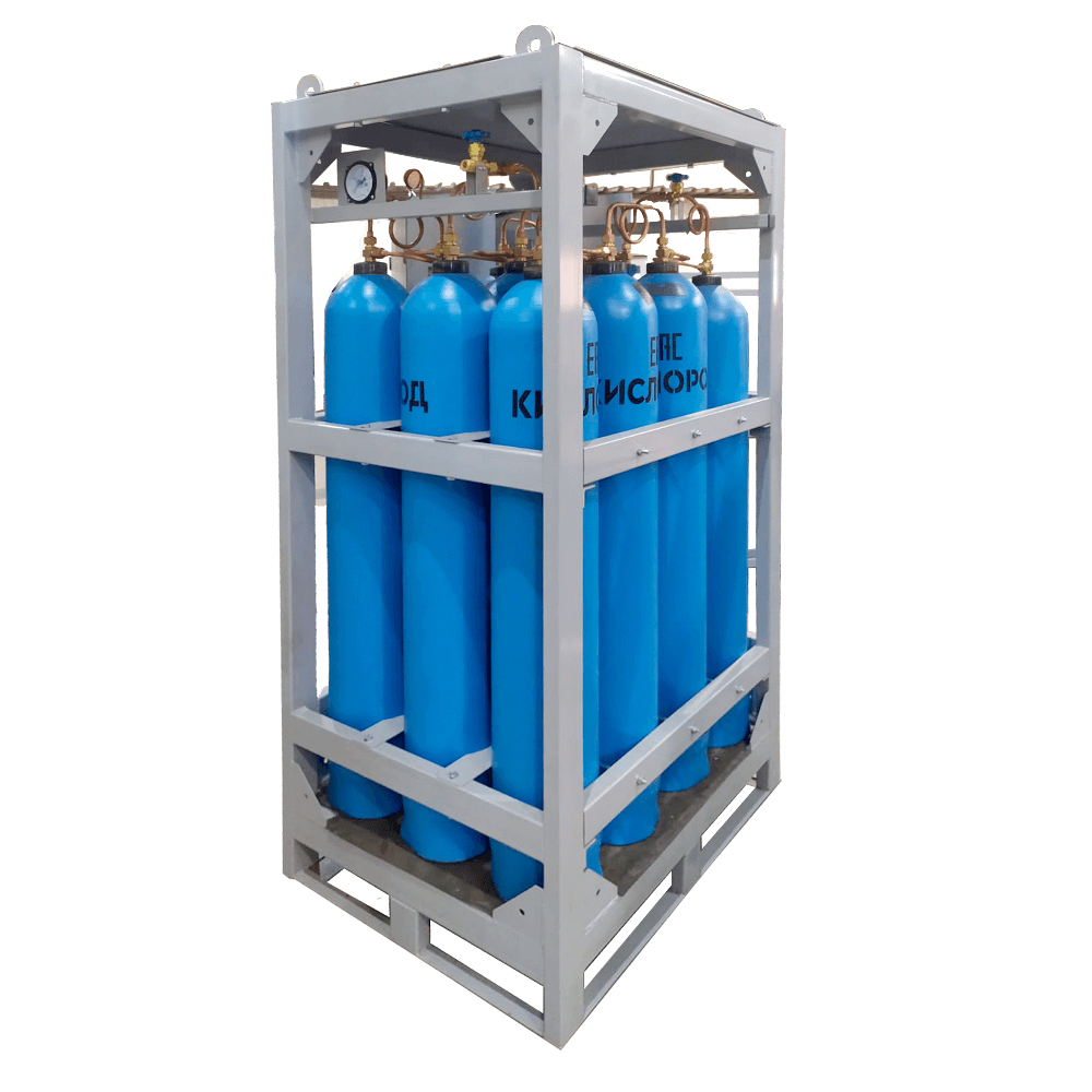 Газовая рампа кислородная разрядная РРм-12-40-150 (моноблок 12 балл. x 40 л, 150 атм.), Джет