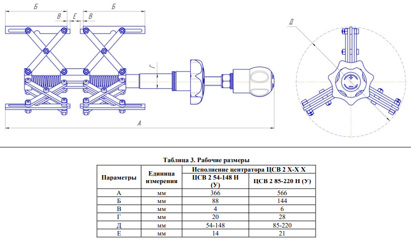 Центратор внутренний ЦСВ-2 Н 85-220 мм (нержавейка)