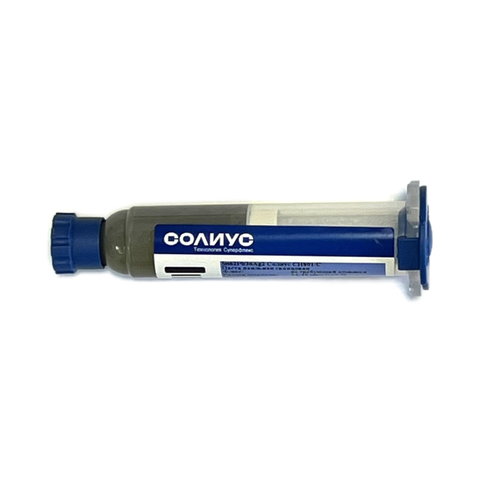 Паста паяльная СОЛИУС CH801 (ТИП 3, 25г, шприц 10сс, Sn62 62Sn/36Pb/2Ag)